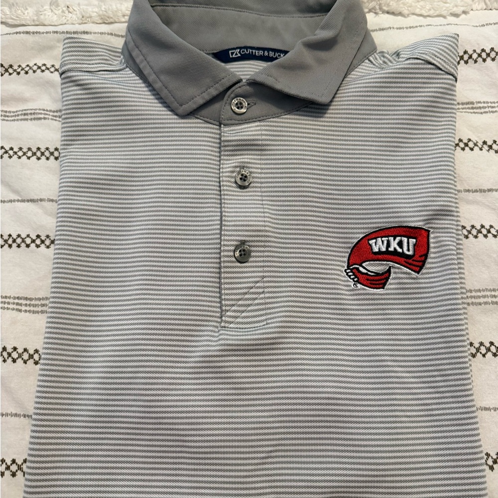 Cutter & Buck Gray Polo with WKU Hilltopper Logo